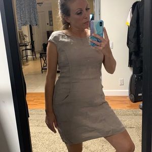 Cute tan linen dress size S. Perfect as a bathing suit cover up or summer dress